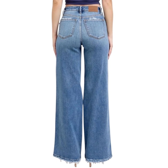 Judy Blue High Waist Retro Wide Leg Jeans | Stretch Denim - Picture 2 of 12